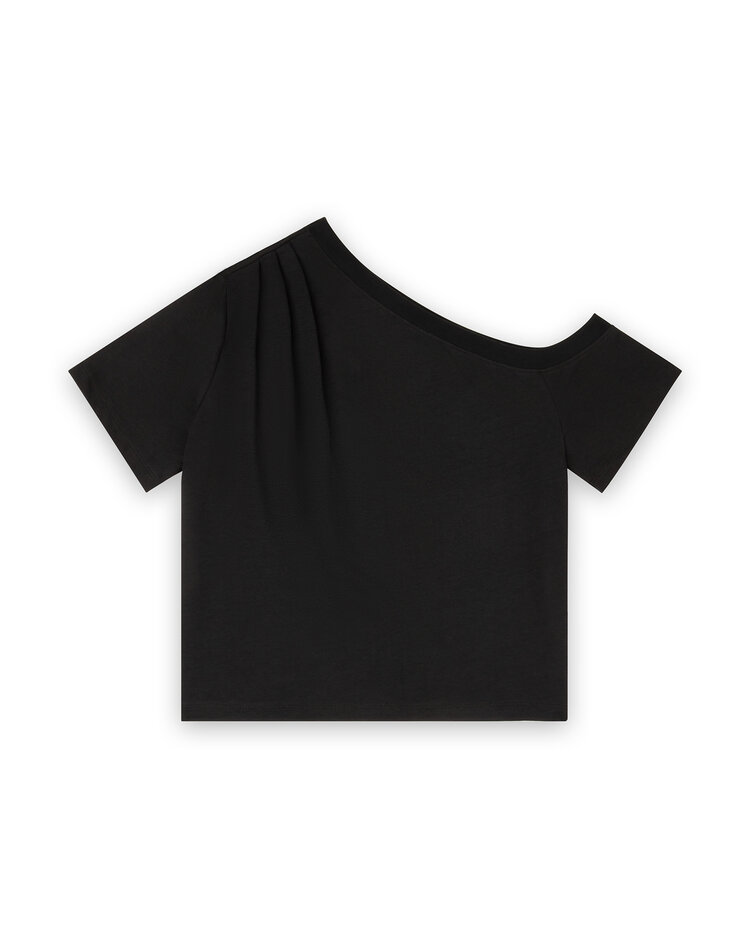 Homage Off Shoulder Top With Pleats - Black