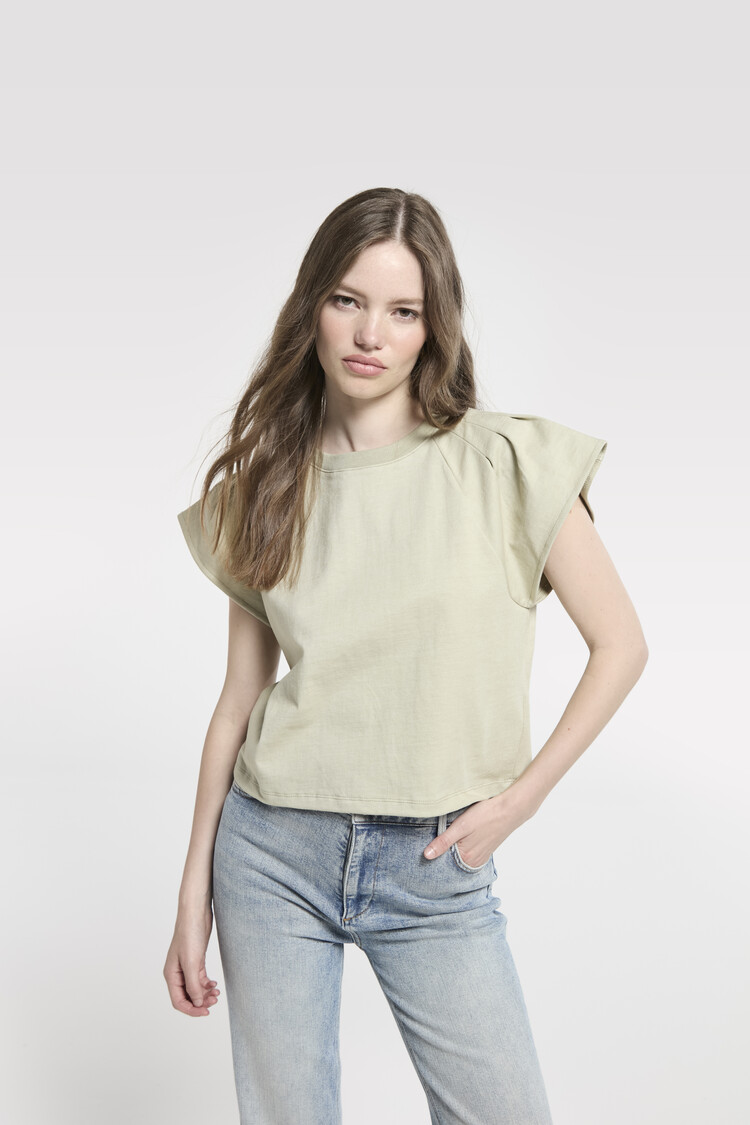 Homage Top With Wide Shoulders - Pistachio