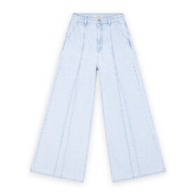 Homage Pleated Wide Leg Jeans - Bleached Blue