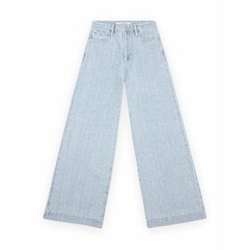Homage Wide Leg Jeans Whit Allover Distressed - Clear Blue