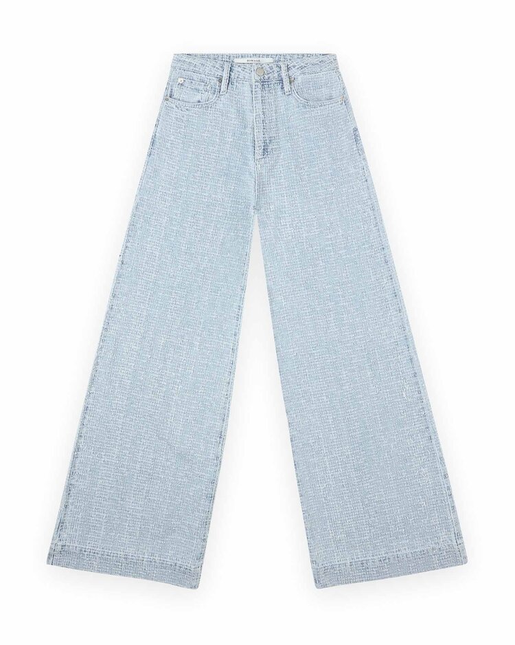 Homage Wide Leg Jeans Whit Allover Distressed - Clear Blue