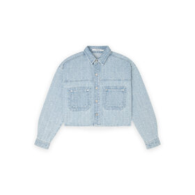 Homage Oversized Denim Jacket Whit Allover Distressed - Clear Blue