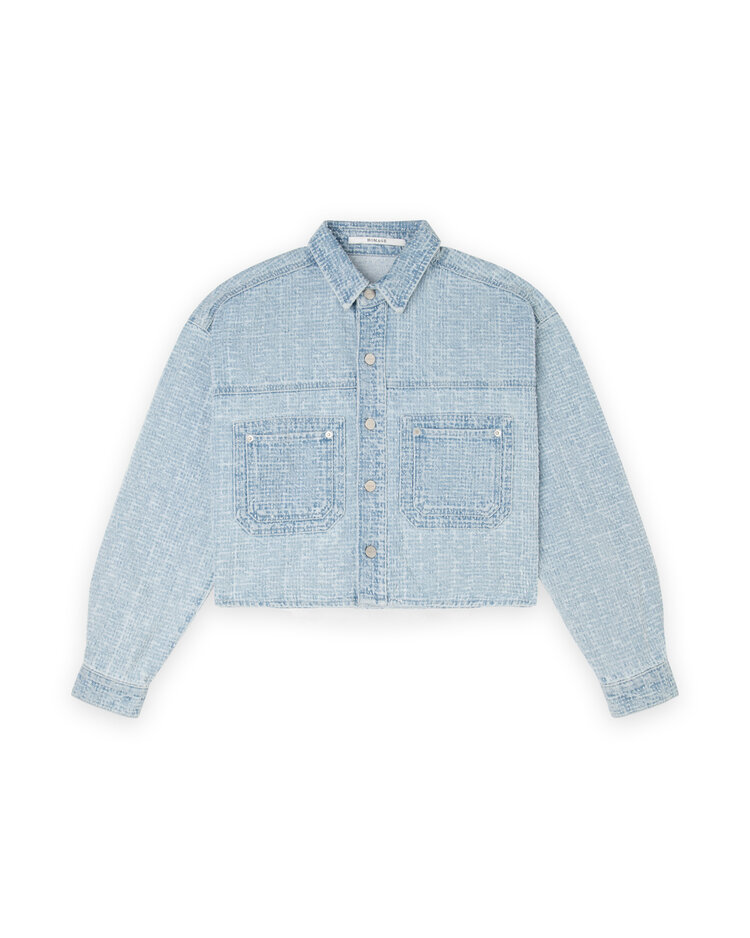 Homage Oversized Denim Jacket Whit Allover Distressed - Clear Blue