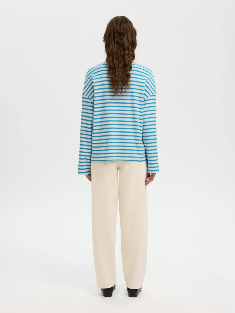 Selected Milly LS Polo - Malibu Blue Stripe