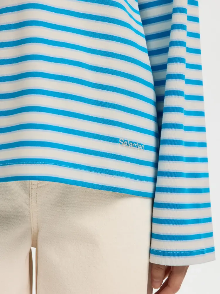 Selected Milly LS Polo - Malibu Blue Stripe