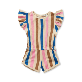 Sproet & Sprout Ruffle Jumpsuit Stripes  - Sesame