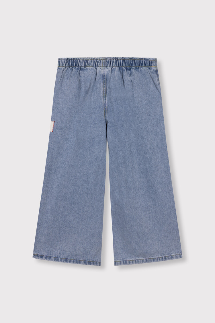 Alix the label Kids Woven Wide Leg Flowy Denim Pants - Light Denim Blue