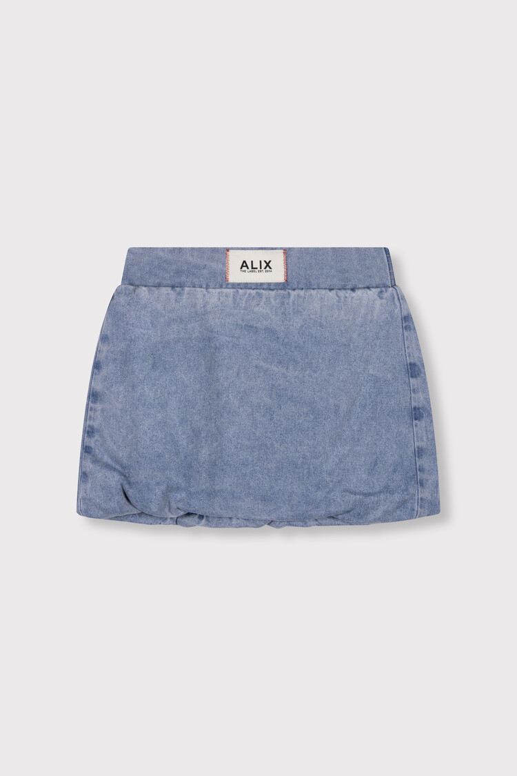 Alix the label Kids Woven Denim Balloon Skirt - Light Blue Denim