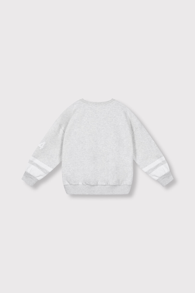 Alix the label Kids Knitted Sporty Sweater - Super Light Grey Melange