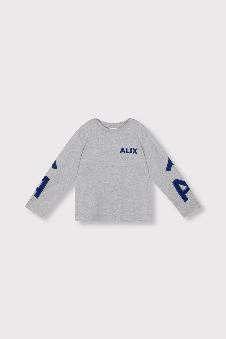 Alix the label Kids Knitted Patches Long Sleeve - Light Grey Melange