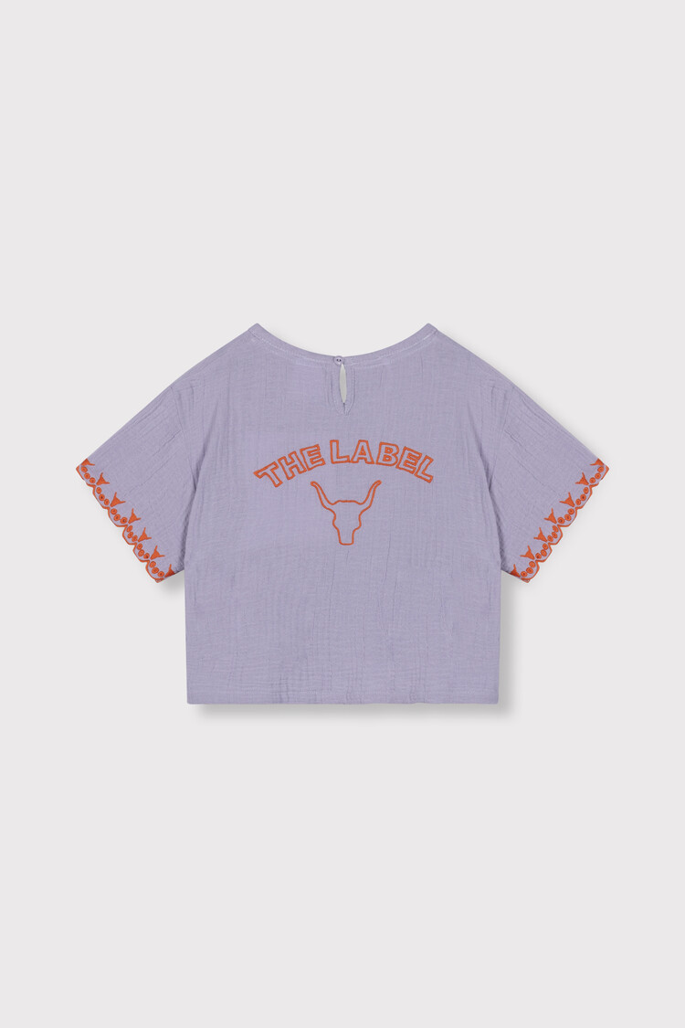 Alix the label Kids Woven Emroidered Sleeves Top - Lilac