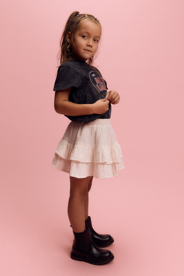 Alix the label Kids Knitted Band tShirt - Charcoal Grey