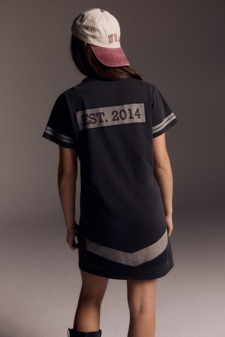 Alix the label Kids Knitted tShirt Dress - Charcoal Grey