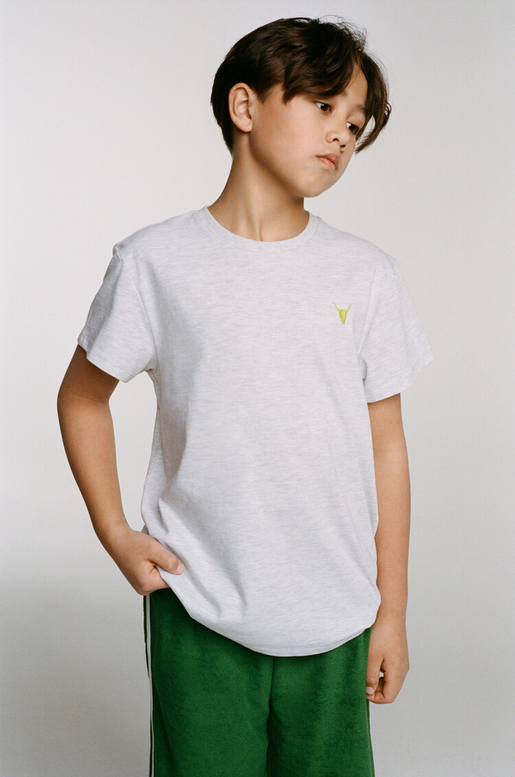Alix the label Kids Knitted tekst Print tShirt - Light Grey Melange