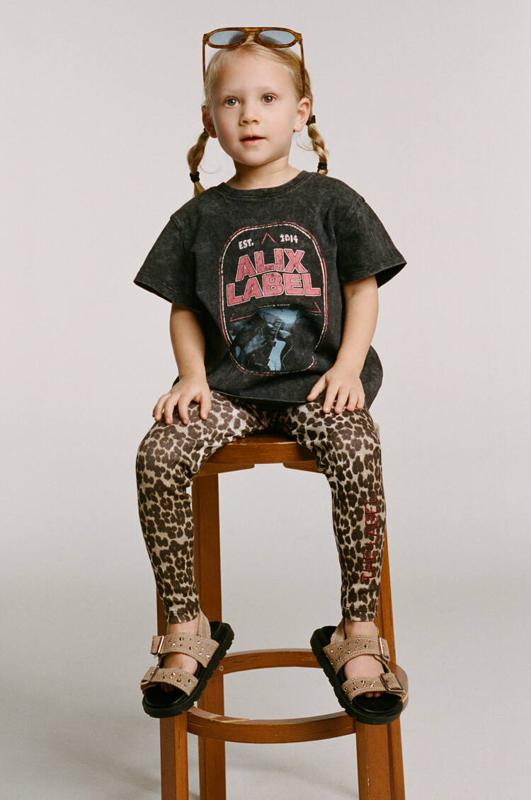 Alix the label Kids Knitted Band tShirt - Charcoal Grey