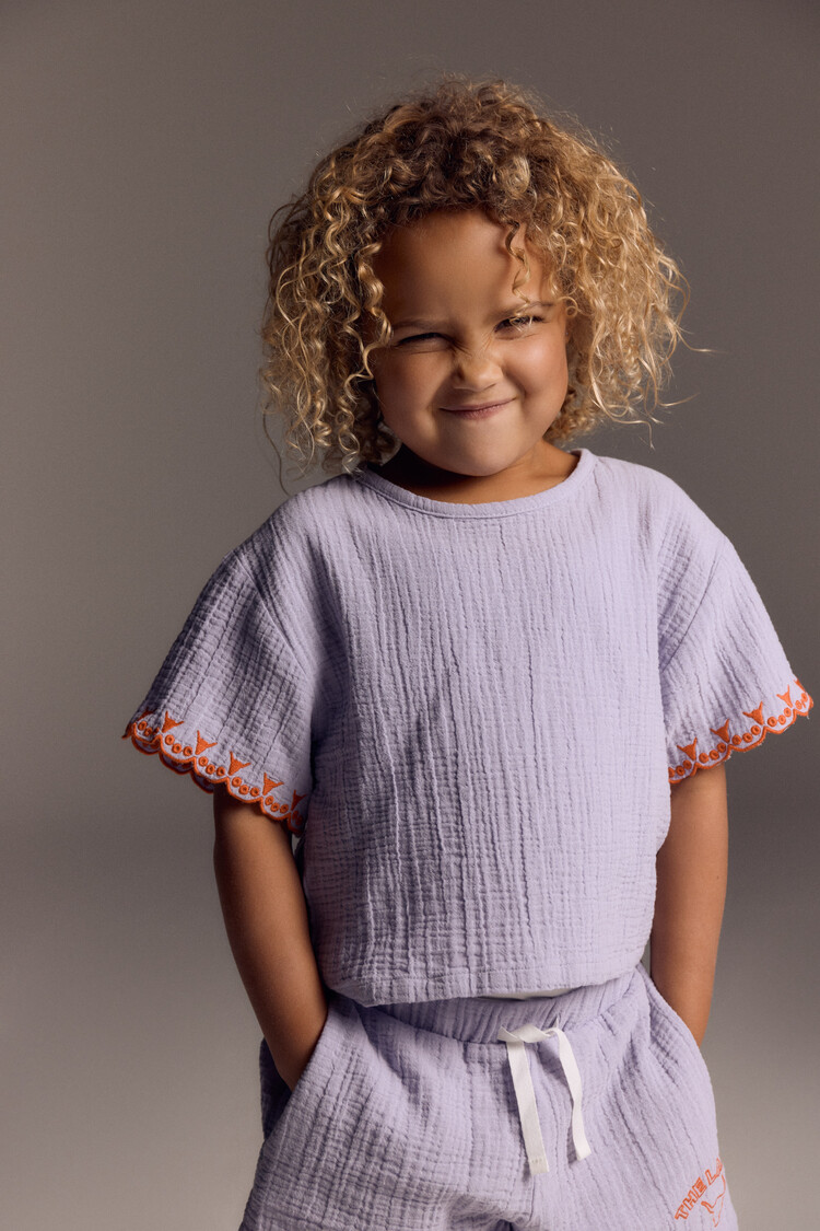 Alix the label Kids Woven Crinkle Shorts - Lilac