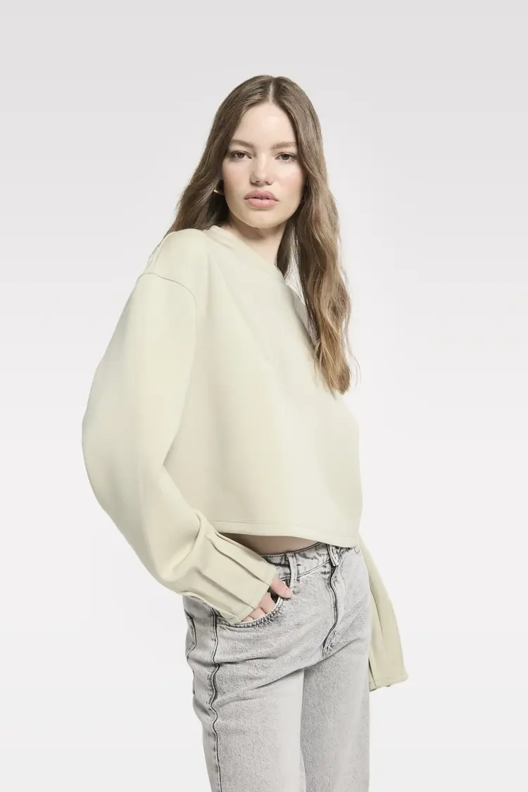 Homage Top With Cuff Details - Pistachio