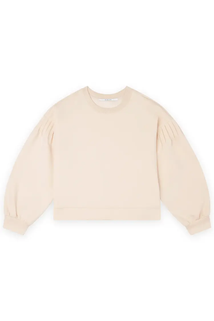 Homage Oversized Sweater with Shoulder Pintucks - Light Peach