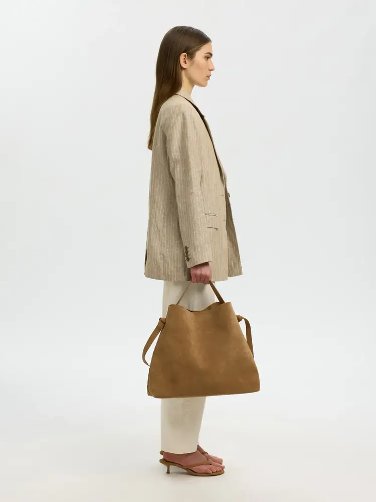 Selected Stella Large Suede Bag - Tan