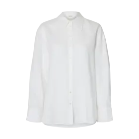 Selected Cleo Oversize Linen Blouse - Bright White