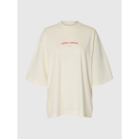 Selected Boxy Lia SS Amour Tee - Egret