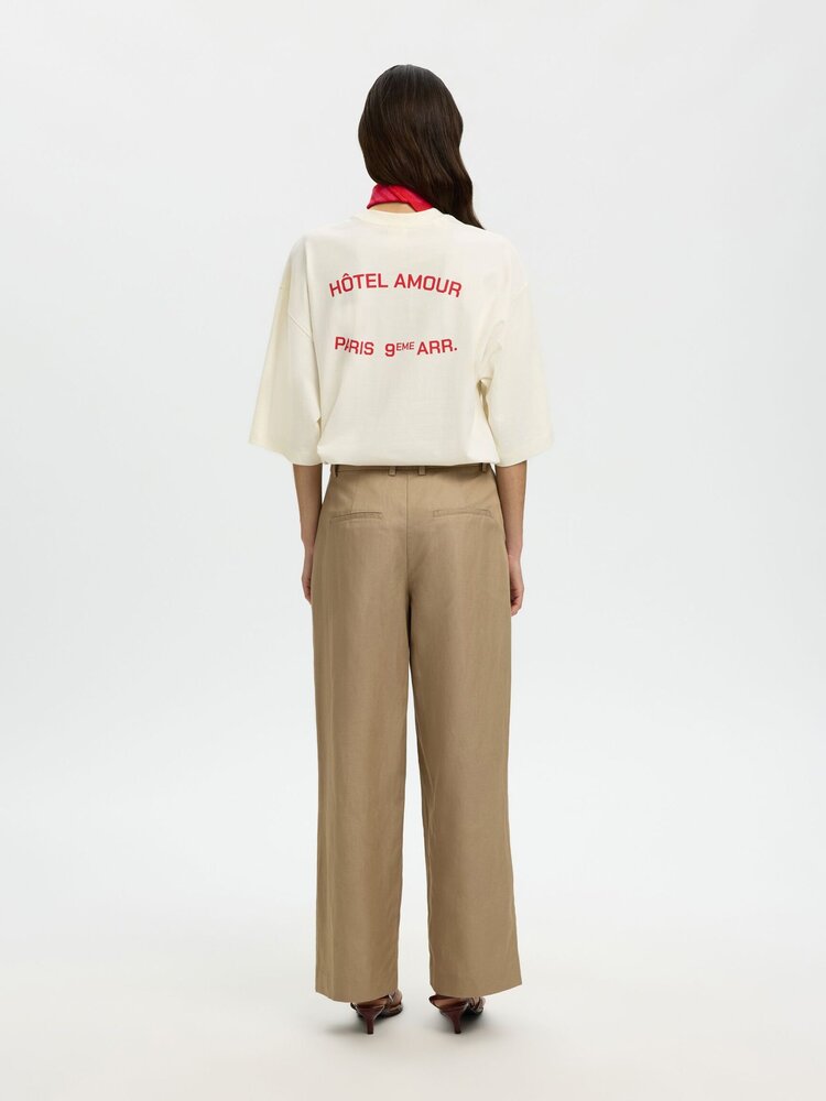 Selected Boxy Lia SS Amour Tee - Egret