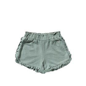 YourWishes Textured Jersey Ruffle Shorts - Ocean