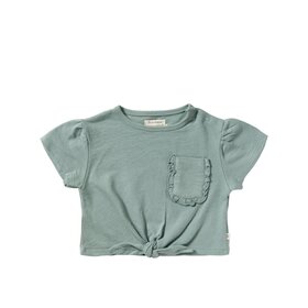 YourWishes Textured Jersey Front Tie Shirt - Ocean