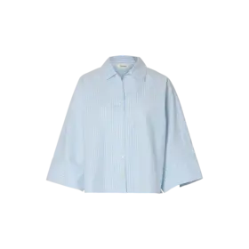 Selected Ester Oversize 3/4 Shirt - Malibu Blue Stripe