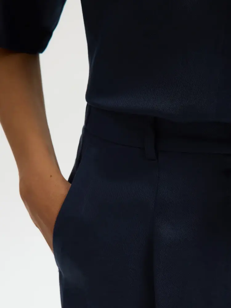 Selected Lyra Wide Linen Blend. Pant - Dark Sapphire