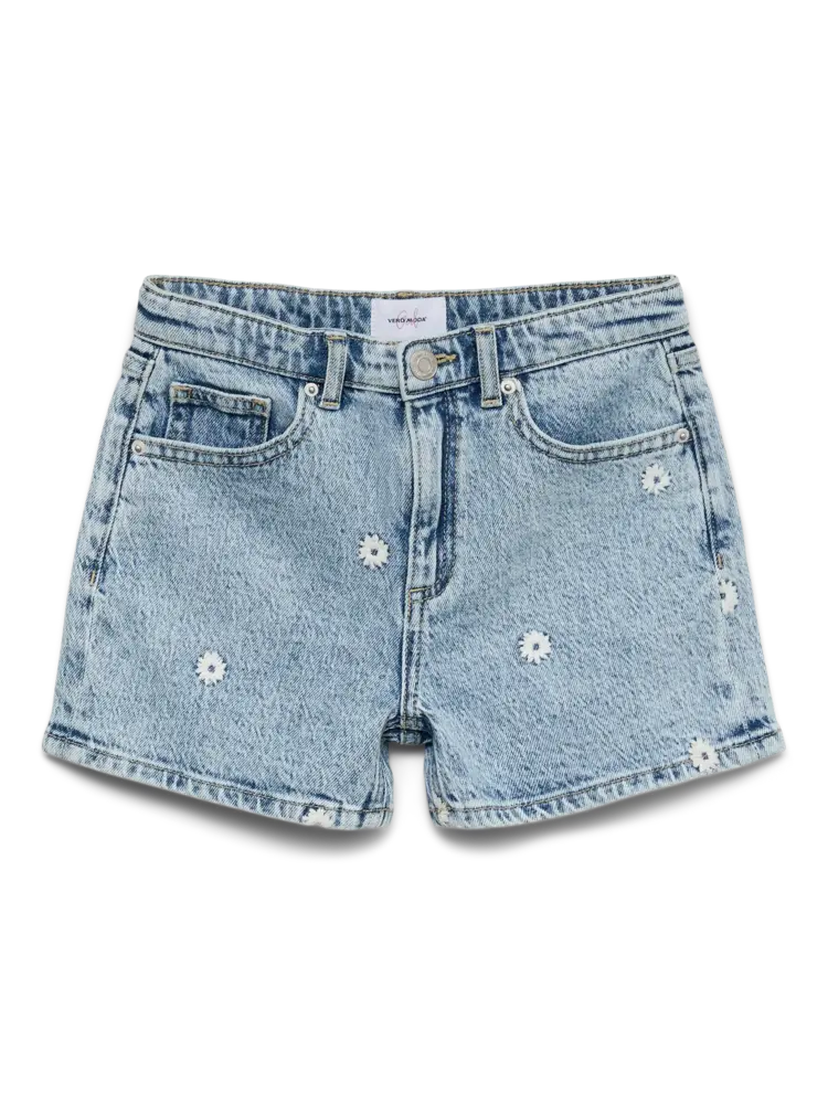 Bestseller Girl Tess Short Flower  - Light Blue Denim