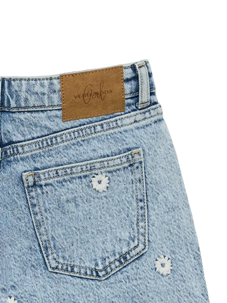 Bestseller Girl Tess Short Flower  - Light Blue Denim