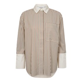 Co'Couture Avora Stripe Shirt - Bone/Brown