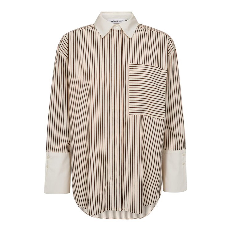 Co'Couture Avora Stripe Shirt - Bone/Brown