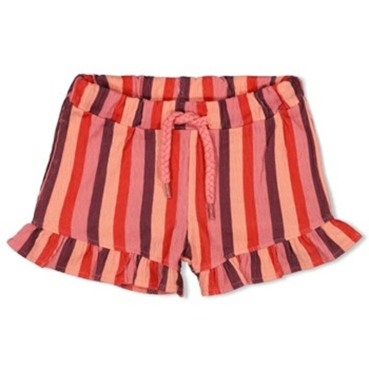 Feetje Short Streep Seersucker - Salsa Sunset - Zalm