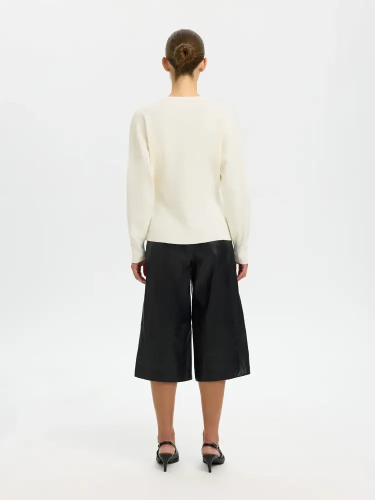 Selected Anemone Ls Knit Waisted Gardigan - Egret