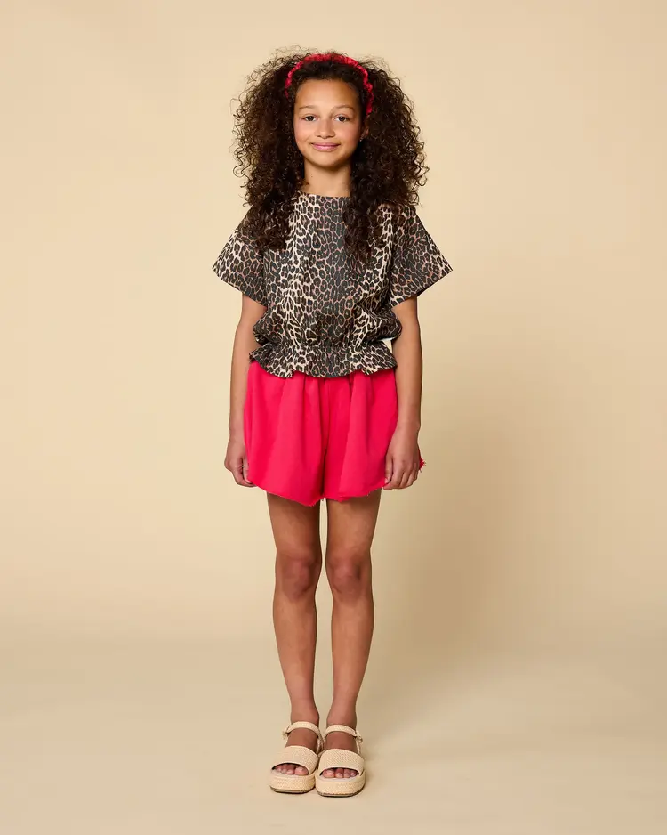 Petit Blush Blouse Elastic Waist - Leopard