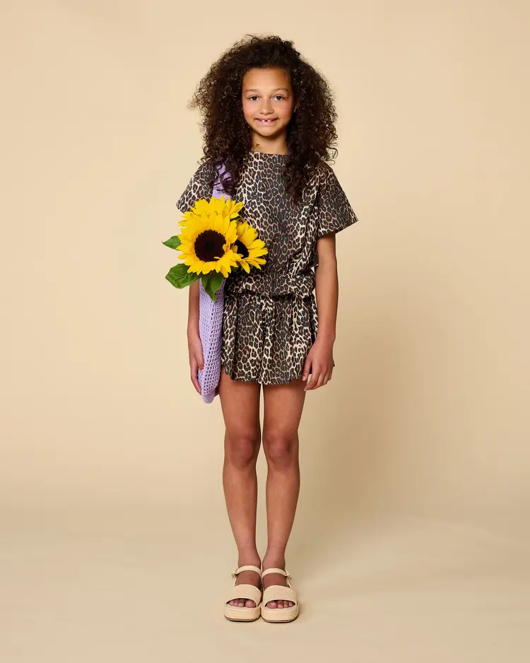 Petit Blush Blouse Elastic Waist - Leopard