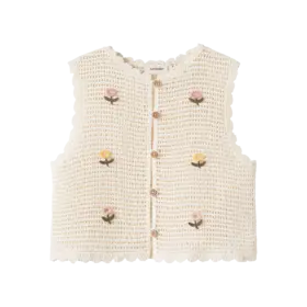Lil'Atelier Flora Knit Vest - Coconut Milk