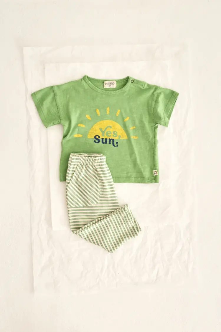 Cozmo Pants Dante Striped Slub Cotton Pants - Green