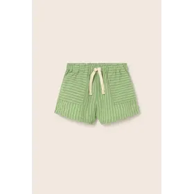 Cozmo Shorts Ciro Striped Linen-Look Cotton Shorts - Green