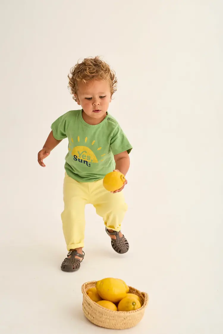 Cozmo T-Shirt Ian Soft Slub Cotton Print T-Shirt Sun - Green