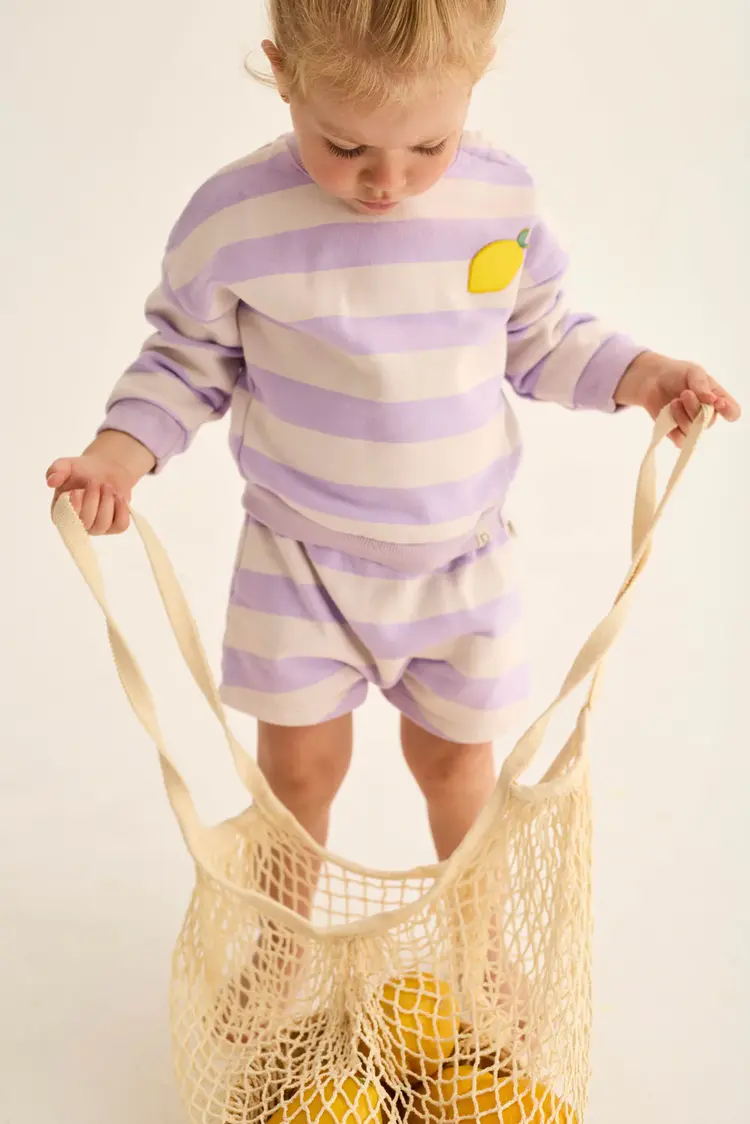 Cozmo Shorts Cali Striped Cotton Fleece Shorts - Lavender