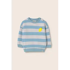 Cozmo Sweatshirt Kelly Striped Cotton Fleece Sweatshirt - Blue