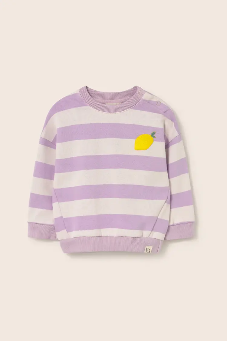 Cozmo Sweatshirt Kelly Striped Cotton Fleece Sweatshirt - Lavender