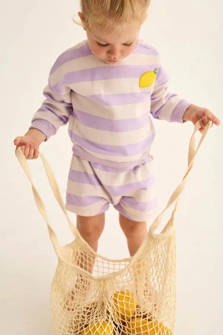 Cozmo Sweatshirt Kelly Striped Cotton Fleece Sweatshirt - Lavender