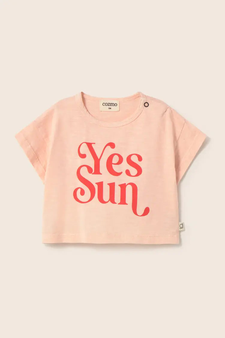 Cozmo T-Shirt Aura Soft Slub Cotton Print T-Shirt Yes Sun - Cloud Pink