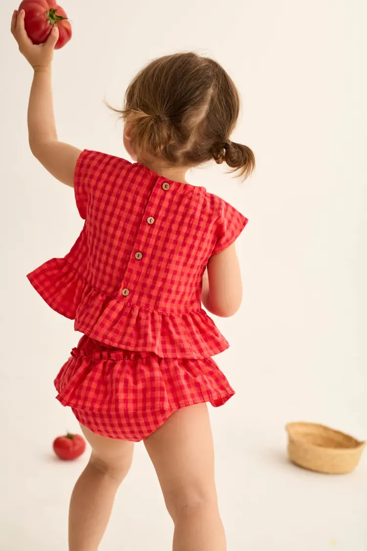 Cozmo Bloomers Coral Gingham Cotton - Tomato Gingham