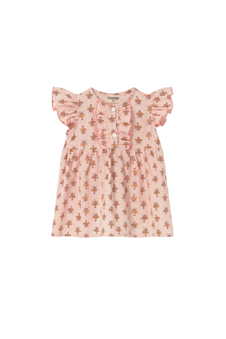 Cozmo Dress Lia Indiana Flower Print - Cloud Pink