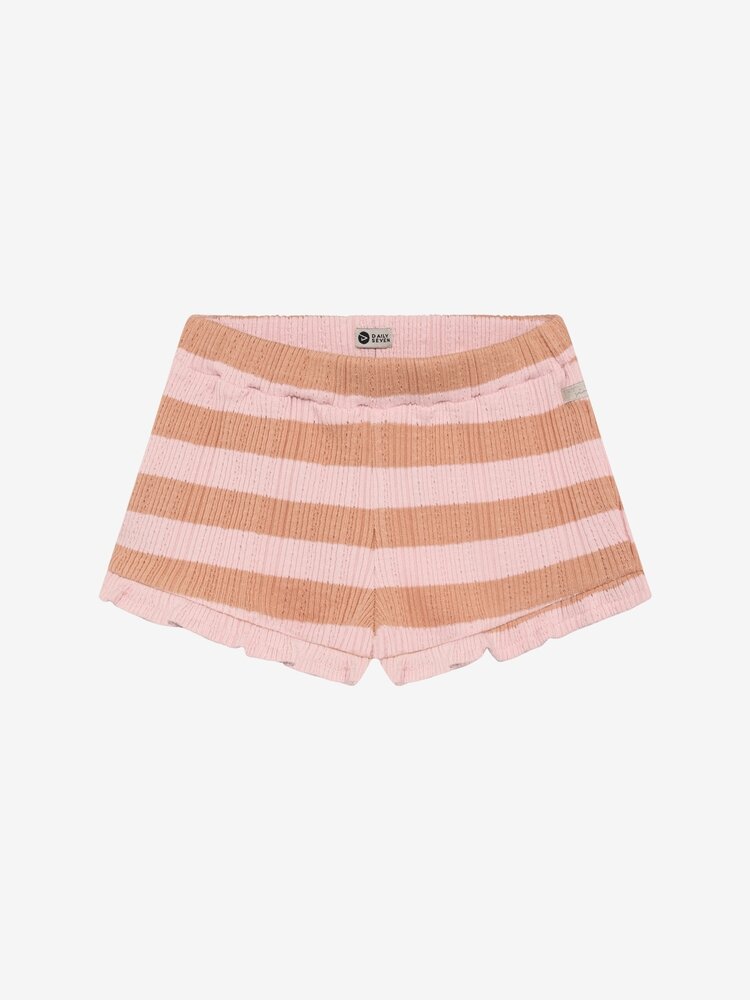 Daily7 Ruffle Shorts Fancy Stripe - Silver Pink